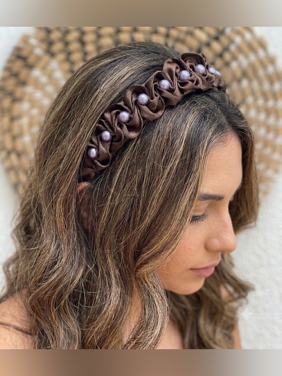Hand Crafted Accessories - Satin Braided Pearl Accent Headbands - Choose 1